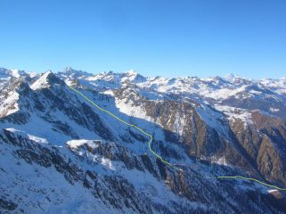 Itinerario di discesa dal Colle della Fricolla.