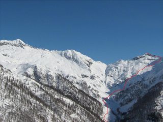La Val d'Egua con il percorso di salita al Cimone