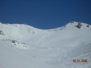 traccia di salita e discesa pendio finale