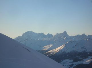 Monte Bianco e Grandes Jorasses visti dal Colle di Saint Barthelemy.