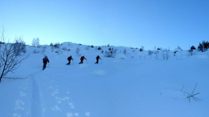 arrivo all'insellatura della poco pronunciata dorsale che porterà in vetta