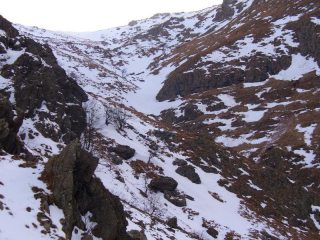 Visibile la parte alta del canalone