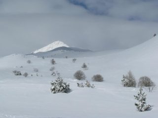 Il Pizzo d'Ormea e l'evidente costa su cui si svolge l'itinerario