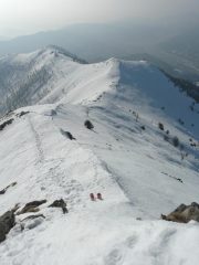 la cresta percorsa vista dalla cima