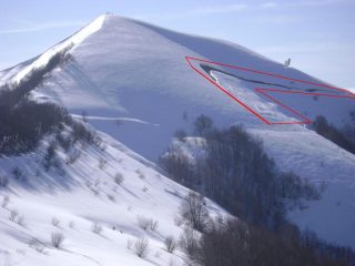 versante NW.linea di frattura