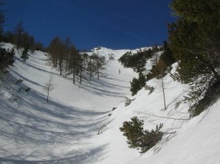 Pendii superiori e canale sottostante.