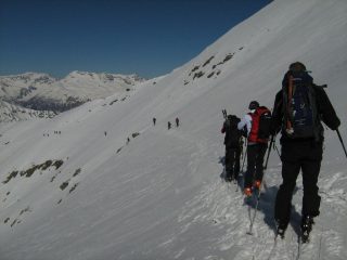 l'inizio del traverso dal colle della gavia verso la base del canale