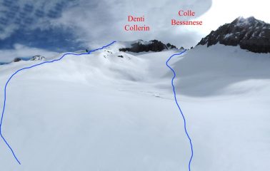 Itinerario parte alta colle Bessanese e Denti del Collerin
