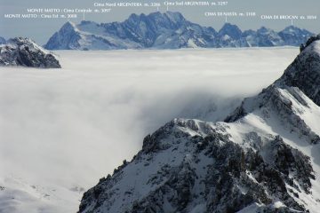 panorami dalla cima : mare di nuvole e Gruppo dell'Argentera (8-1-2006)