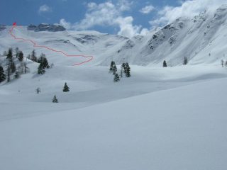 Il percorso di salita e il canale