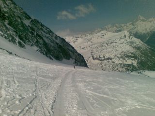 Verso il traverso dell'Hubschorn sullo sfondo il Bietchhorn