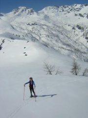 in su con le ciaspole 