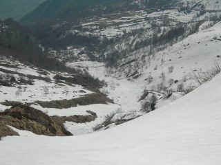 il vallone finale coperto da valanga