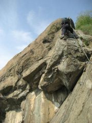 Nicola sullo strapiombino del primo tratto