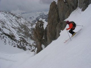 in parete sud, verso il col du Fond