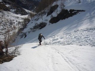 in uscita dal primo ripido canale