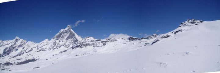 panorama dalla dent d'herens al cervino ed alla testa grigia 