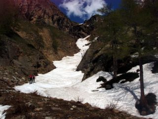 Il canale basso per salire al Rifugio