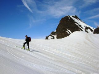 quasi in vetta, al cospetto della Grand Aiguille Rousse