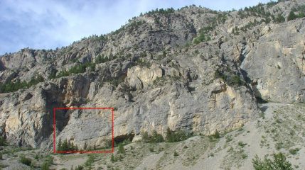 la falesia dal sentiero