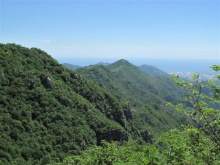 Il crinale da percorrere, il M. Alpe Ovest e in fondo la piana di Albenga