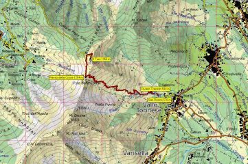 mappa itinerario su traccia GPS