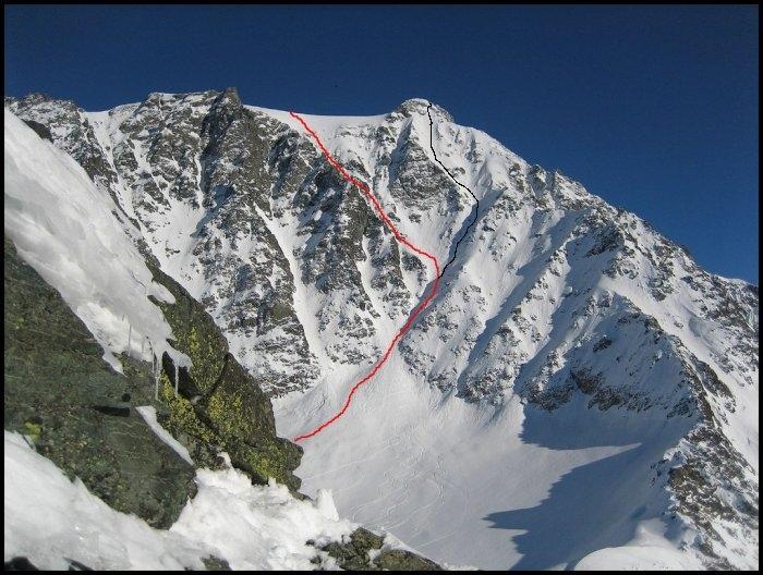 in nero la linea del Couloir 