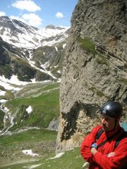 Nicola e sullo sfondo lo spigolo della ferrata