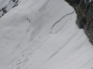 Distacco sotto la cima dell'Uja