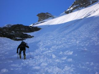 Nella parte alta la pendeza si fa significativa...
