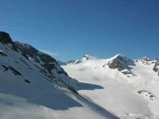 la discesa sul ghiacciaio di Bounet