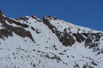 1. gran diedro sud; 2. canale a 