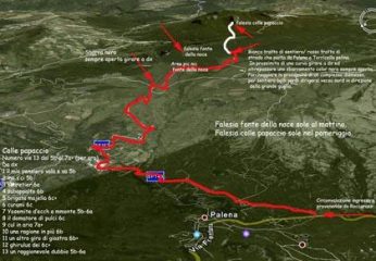 carta stradale per raggiungere la falesia da Palena