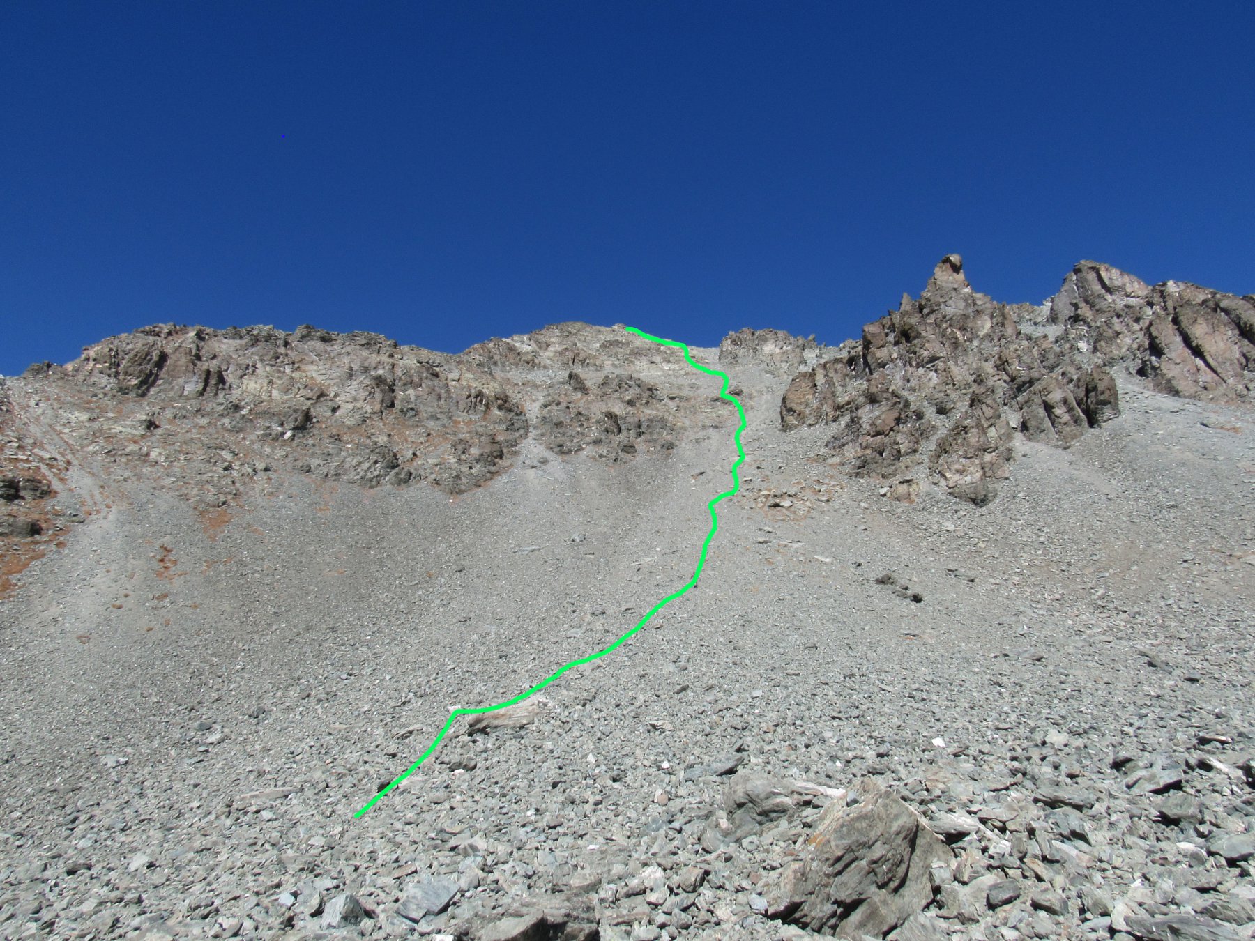 Percorso nel canalone sud