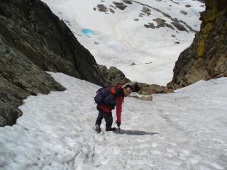 Massimo in discesa nel canalino