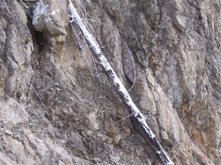 palo telegrafico imbiancato