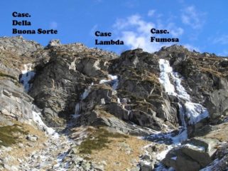 Le cascate antecedenti la galleria prima del Teleccio