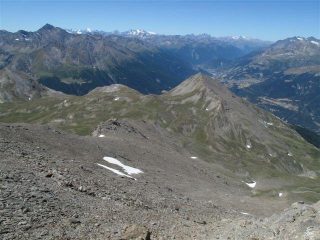 Il pendio salito, in basso il col de Sollieres