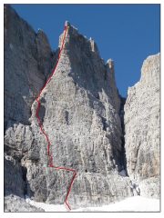 la XII Torre con il tracciato della via di salita