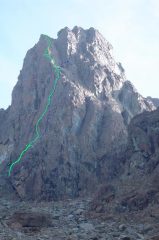 Verde: Ricerca fin. Rosso: Variante spittata. Blu: Via per un'amica