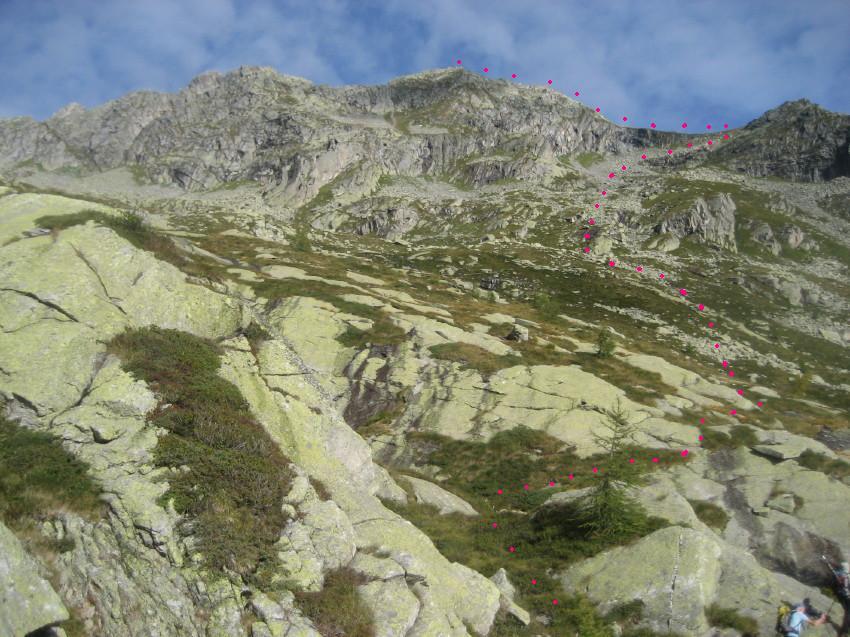 l'itinerario di salita dal rifugio Massero
