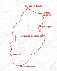 Pian di Spigo anello percorso