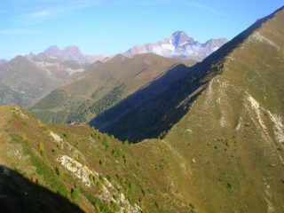 La bocchetta del Valdone vista dai pressi della cima del Rolla