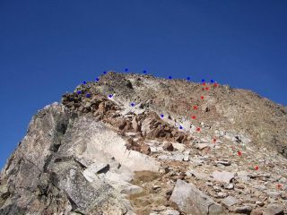 In rosso la normale, in blu la variante descritta