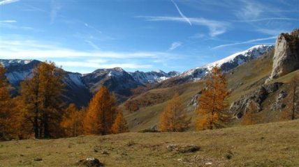Cartolina da Pian Tendasco verso l'alto vallone della Miniera e il Bego 