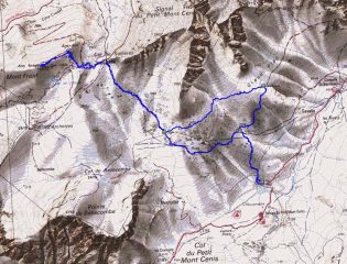 cartina e traccia gps andata e ritorno antiorario