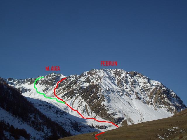 in rosso la salita, discesa in verde