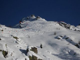 in rosso la quota 2230 e inizio traverso