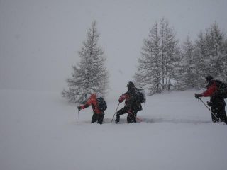 quasi in cima sotto una fitta nevicata