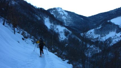 salendo lungo la stradina nel Vallone del Rio Mondini (16-1-2010)